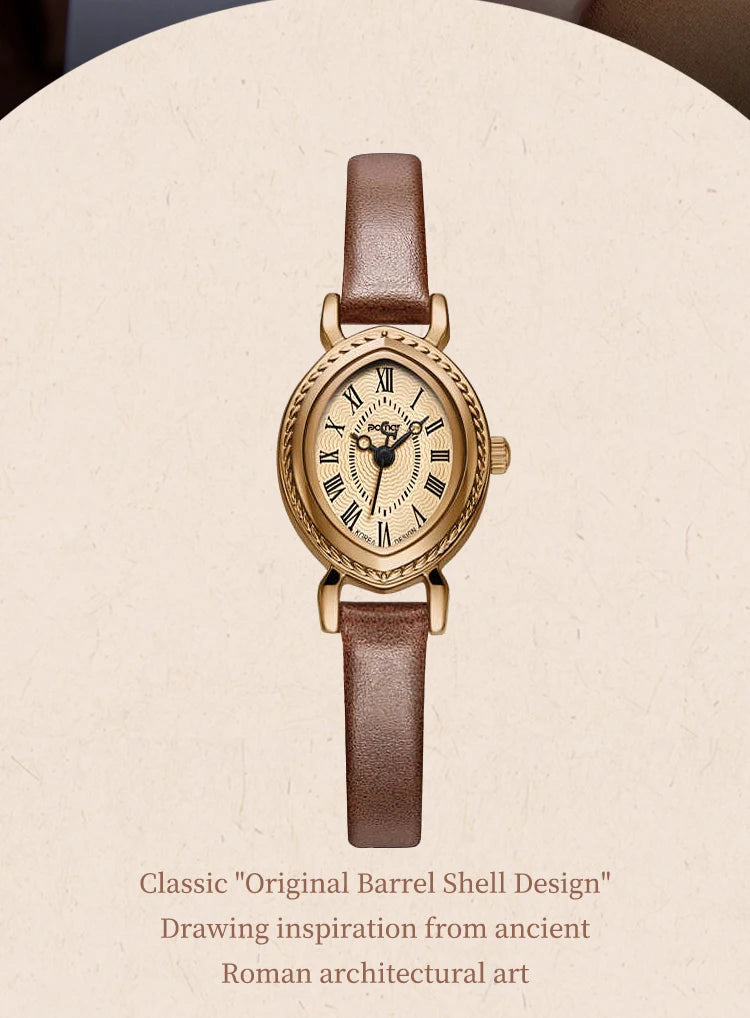 ساعة نسائية - ساعة كوارتز عتيقة مقاومة للماء من Lucky Goddess