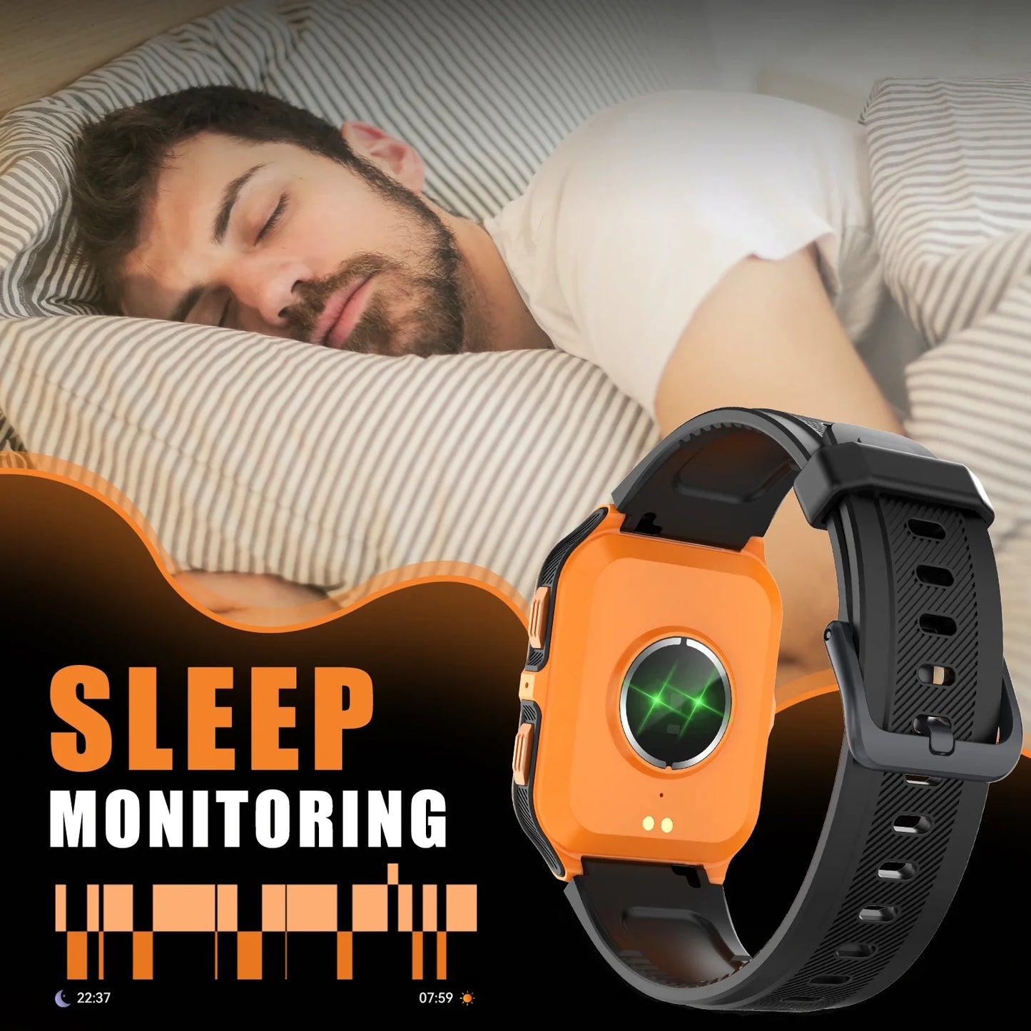 Montre connectée EIGIIS P73 - Étanche 3 ATM, suivi d'activité, fréquence cardiaque, appels Bluetooth militaires