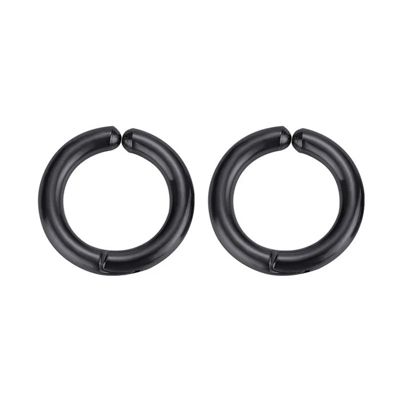 أقراط دائرية بمشبك - مجموعة من الفولاذ المقاوم للصدأ غير قابلة للثقب