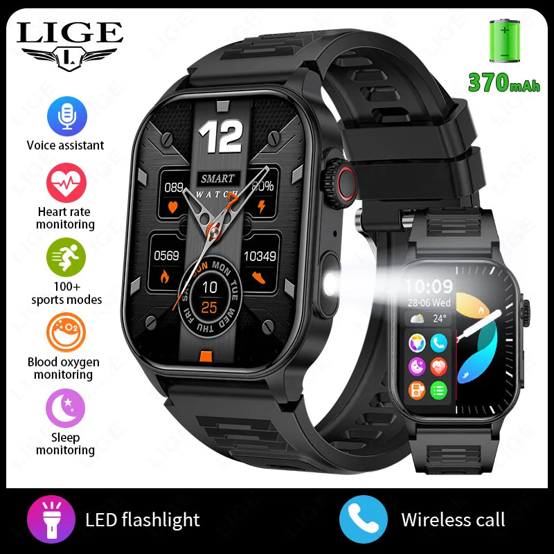 LIGE Smart Watch - 2.01" HD Display AI Voice Bluetooth Call Health Monitor