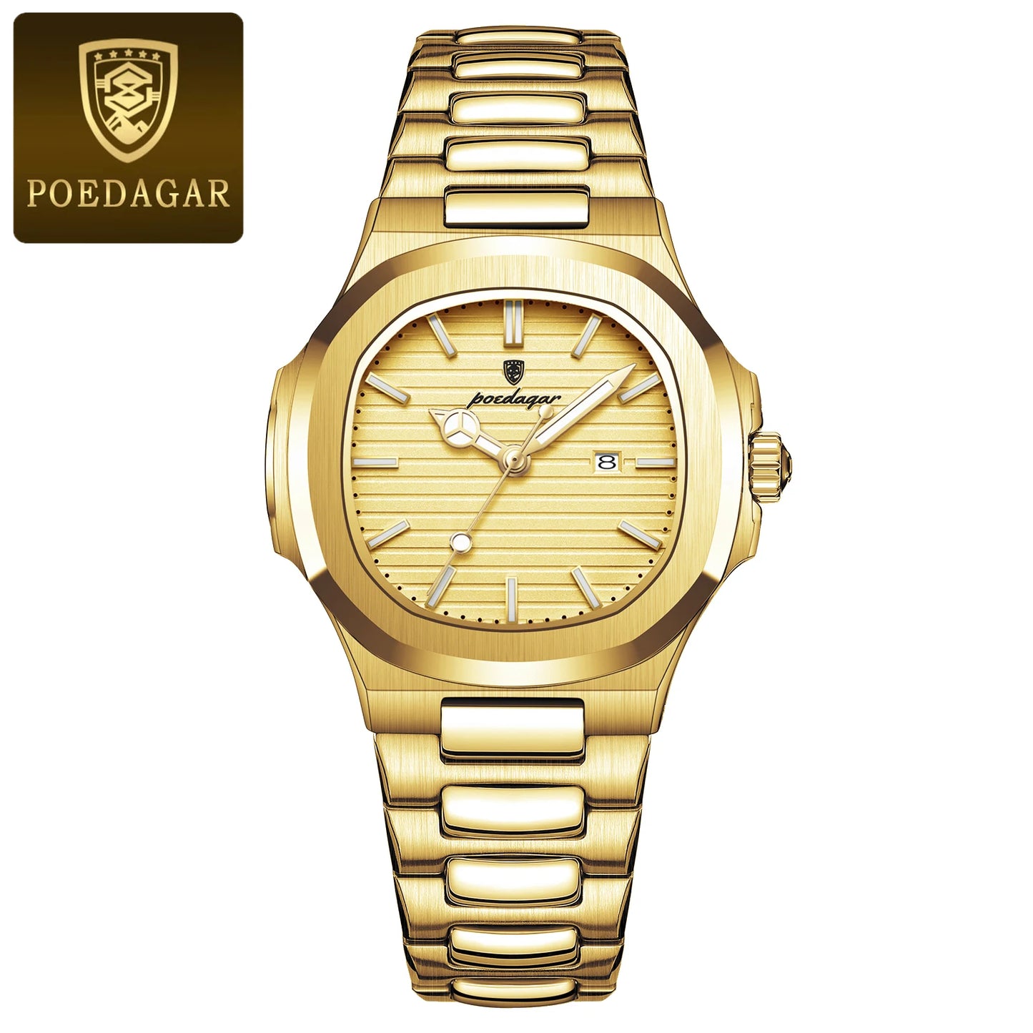 ساعة POEDAGAR النسائية - ساعة كوارتز فولاذية مضيئة مقاومة للماء