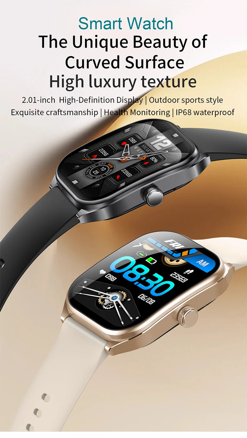 KHwatch Smart Watch - 2.01" Curved Screen Bluetooth Call IP68 Waterproof