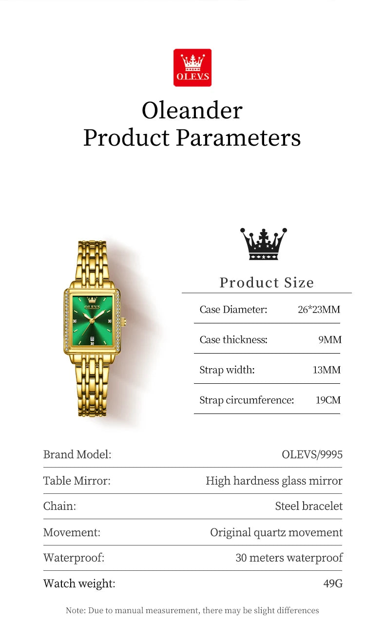 ساعة OLEVS 9995 النسائية - ساعة كوارتز فاخرة مقاومة للماء ومضيئة