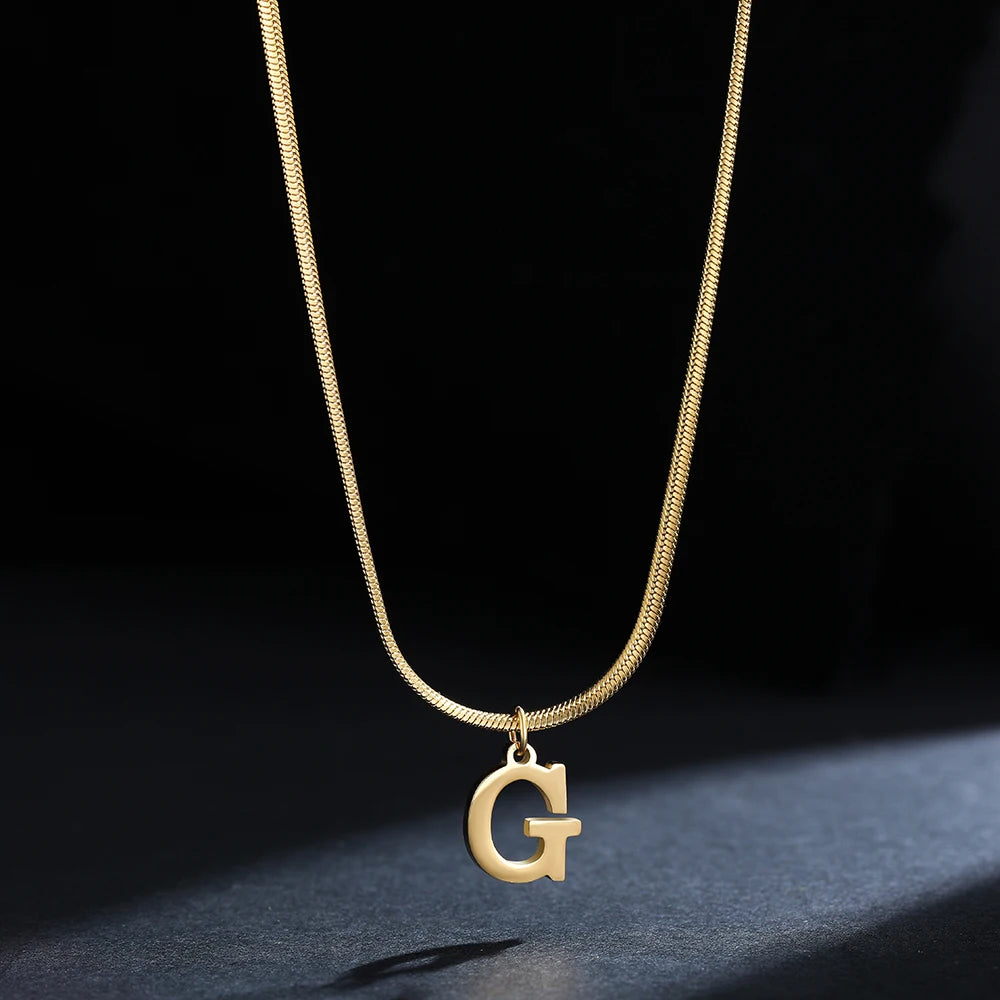 Collier alphabet doré - Initiale AZ - Chaîne serpent en acier inoxydable