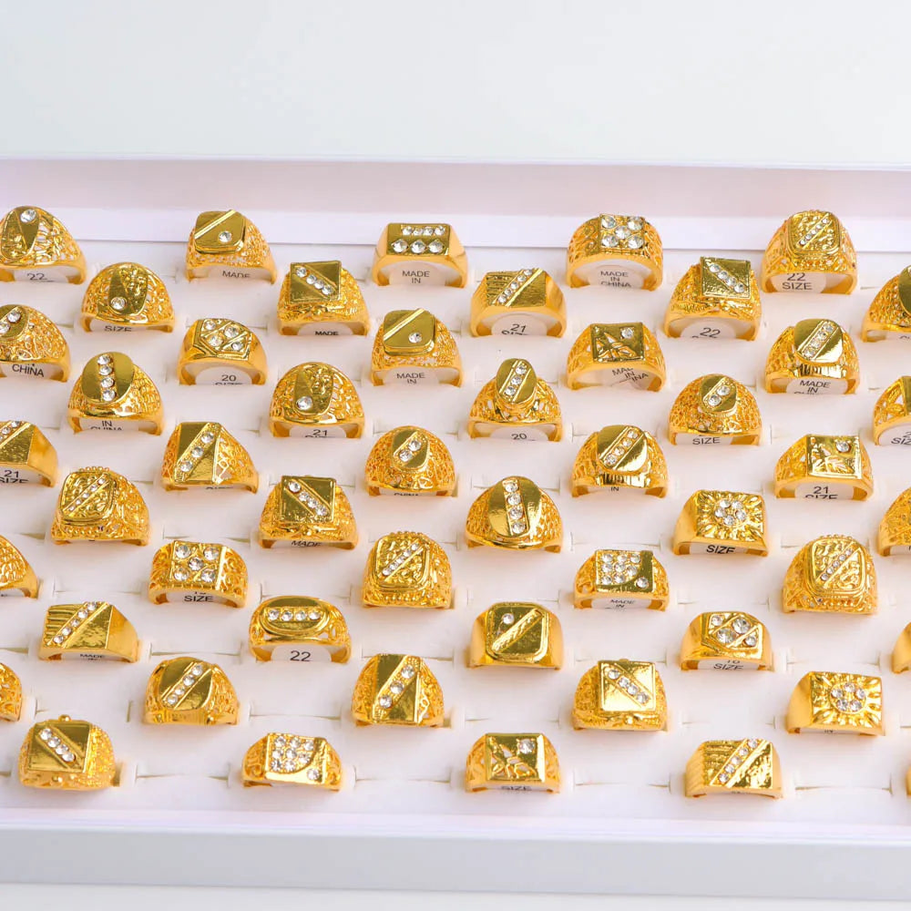 Bagues strass en gros - Lot de 10 à 50 pièces style rétro punk