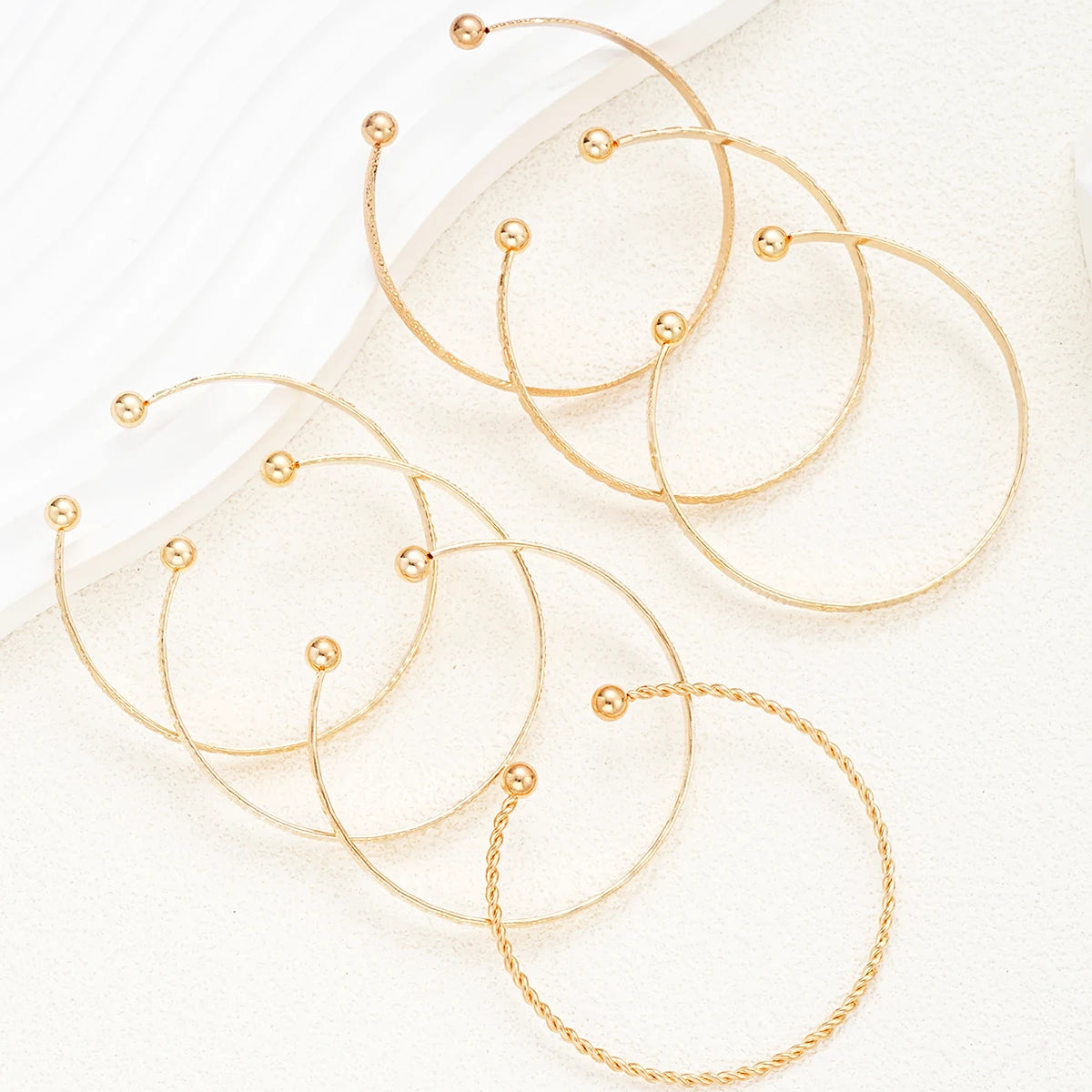 Punk Gold Bracelet Set - 7pcs Goth Heart Print Bangles