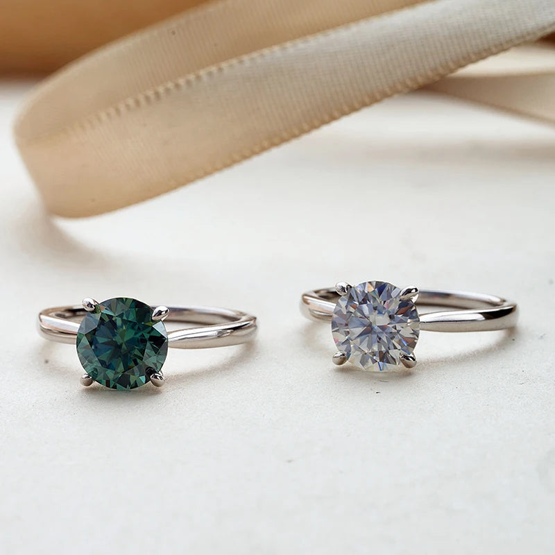 Colorful Moissanite Ring - 2ct 925 Silver with GRA Certificate