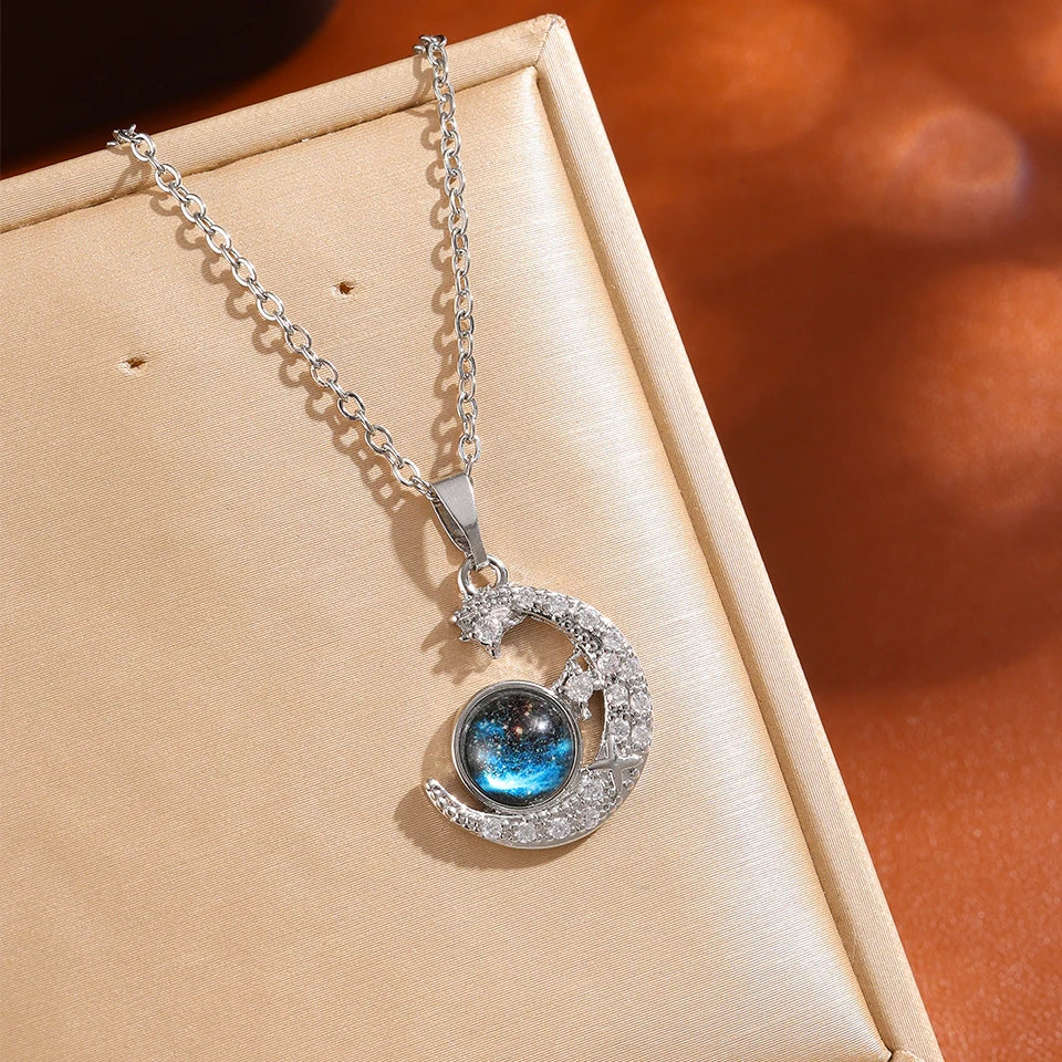 Collier Étoile Planète Lune - Pendentif Astronaute en Acier Titane