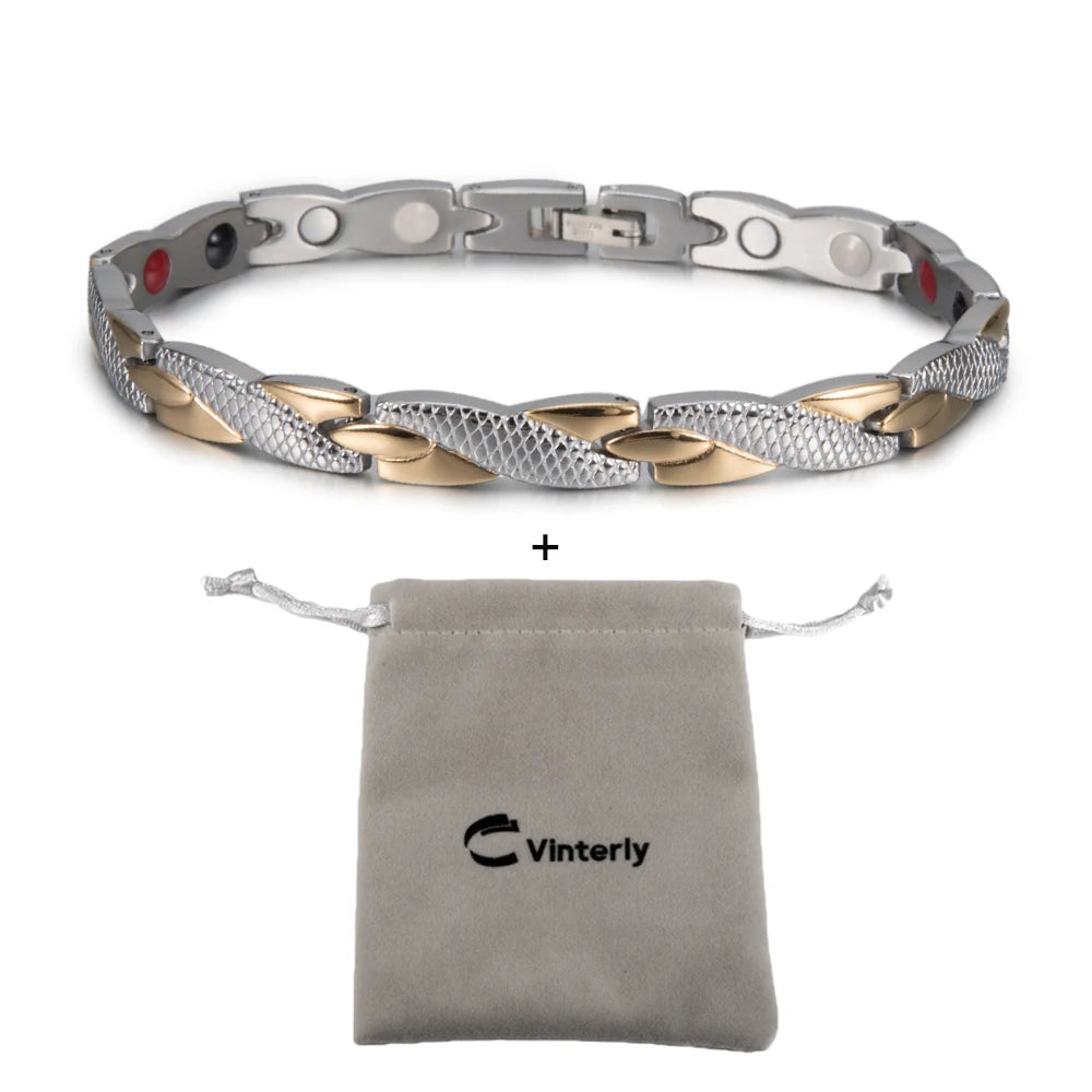 Bracelet magnétique pour homme - Bracelet chaîne croix énergie santé Vinterly