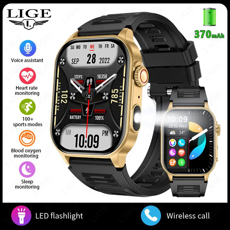 LIGE Smart Watch - 2.01" HD Display AI Voice Bluetooth Call Health Monitor