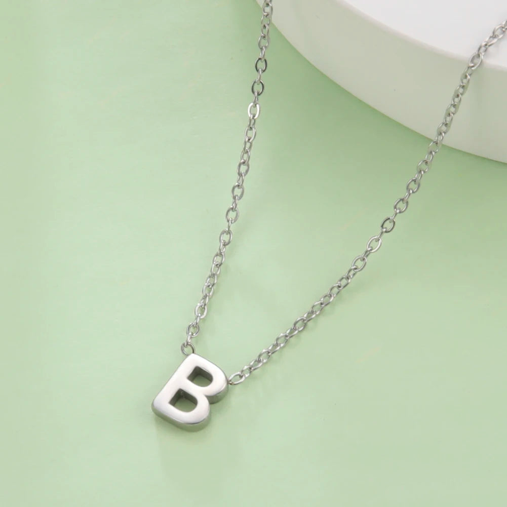 Collier ras du cou minimaliste en acier inoxydable avec initiale AZ - Lettre AZ