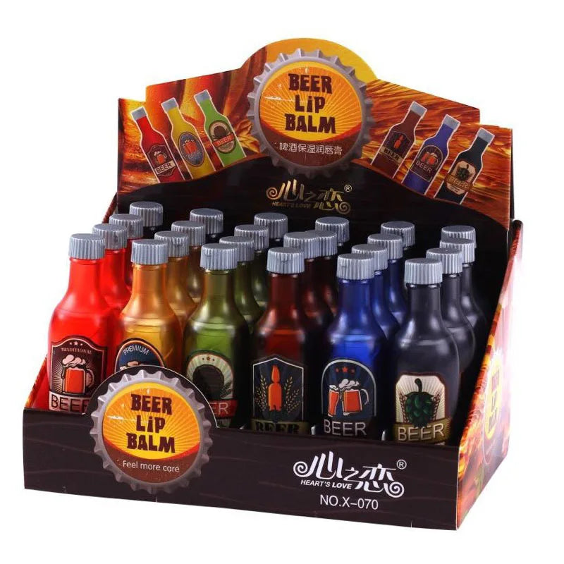 مجموعة مرطب شفاه لطيفة على شكل زجاجة - 24 قطعة مرطبة للشفاه بنكهات مختلفة