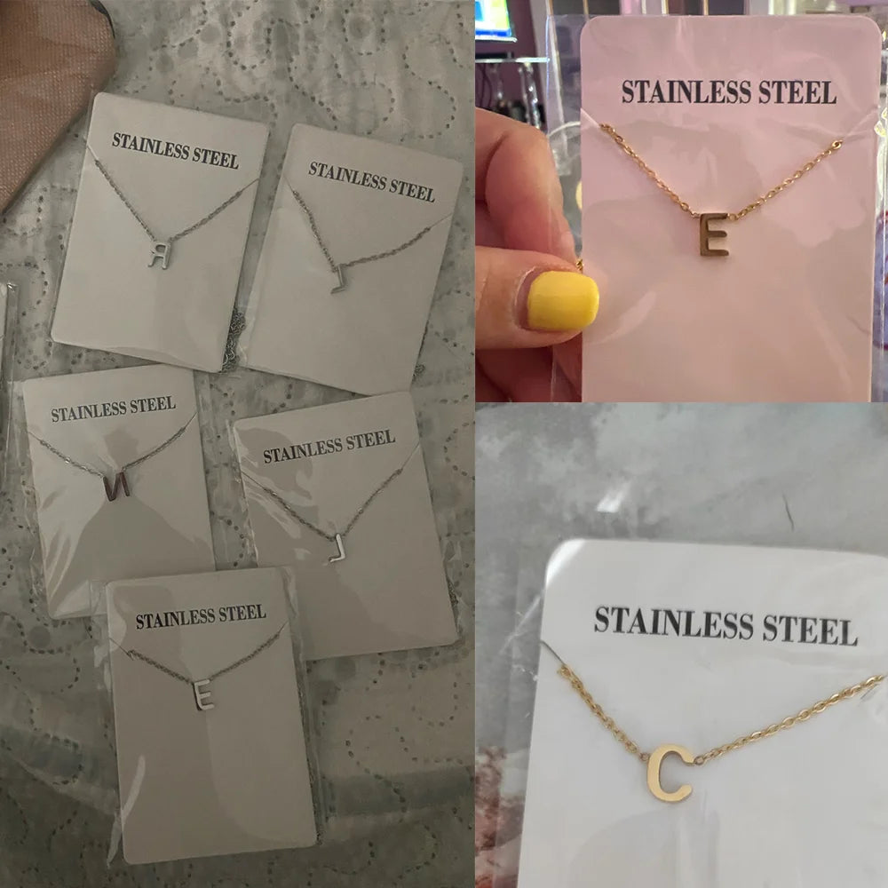 Collier ras du cou minimaliste en acier inoxydable avec initiale AZ - Lettre AZ