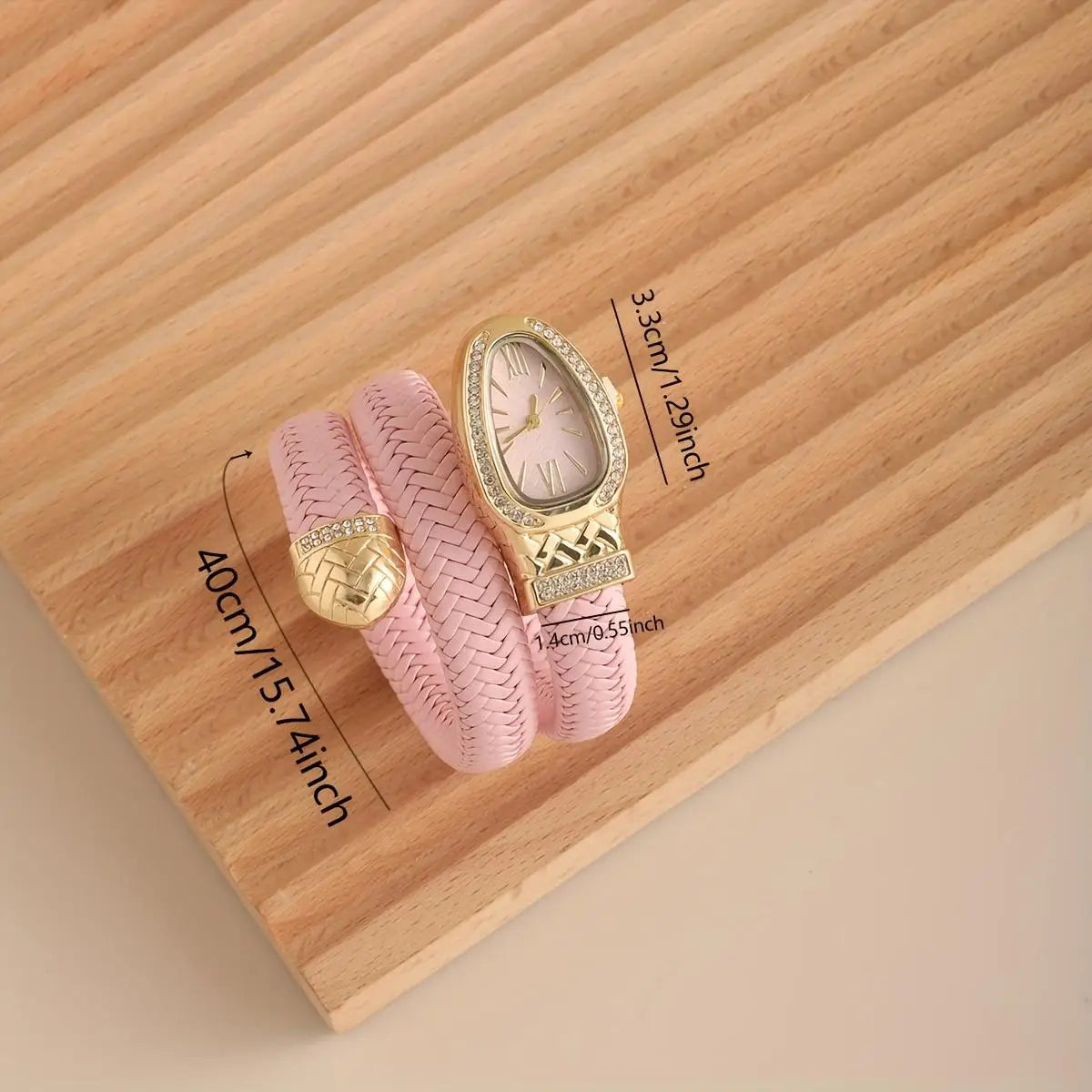 Montre serpent pour femme - Montre à quartz de luxe avec cadran romain orné de strass