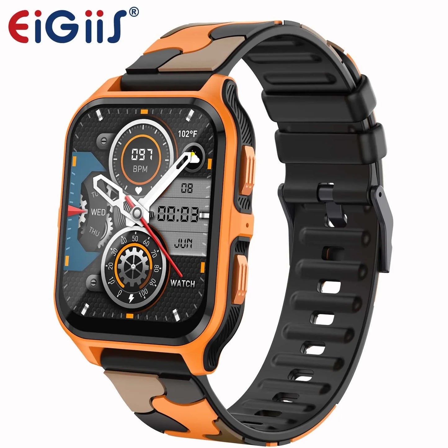 Montre connectée EIGIIS P73 - Étanche 3 ATM, suivi d'activité, fréquence cardiaque, appels Bluetooth militaires
