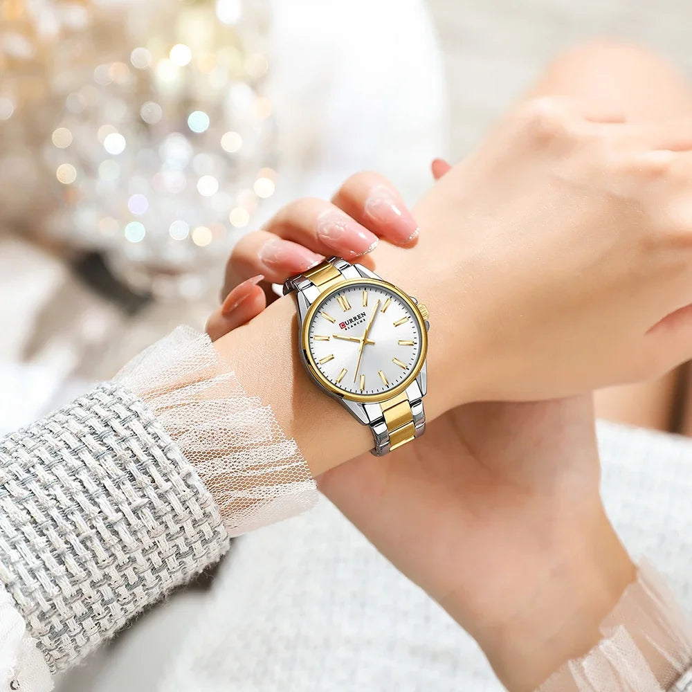 Montre femme CURREN - Montre à quartz à cadran rond en acier inoxydable