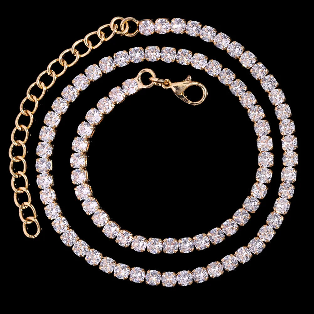 قلادة سلسلة كوبية - سلسلة تنس مرصعة بالزركون الكريستالي المثلج
