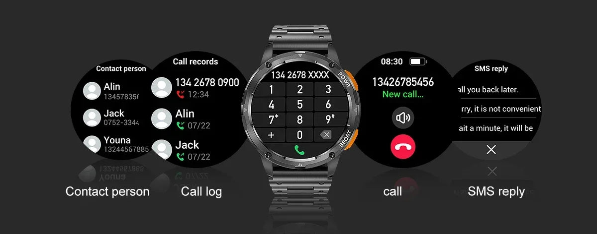 Fashion amoled smart watch AK59 Luxury BT call 400mah large battery rubber metal strap Ladies watches sports AK59 smartwatch