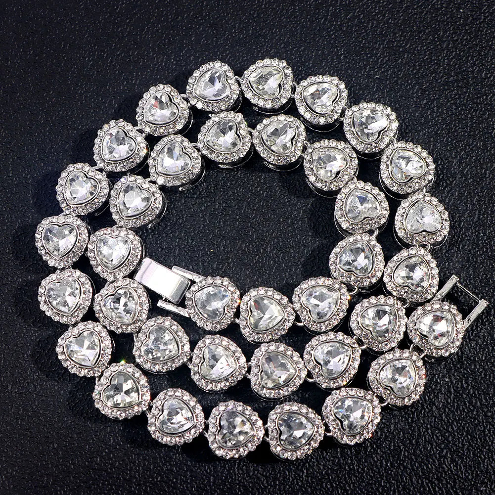 قلادة سلسلة كوبية - سلسلة تنس مرصعة بالزركون الكريستالي المثلج