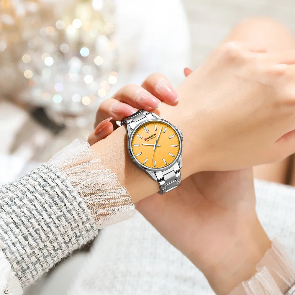 Montre femme CURREN - Montre à quartz à cadran rond en acier inoxydable