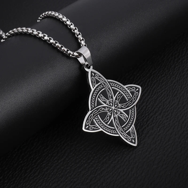 Celtic Trinity Knot Necklace - Irish Red Zircon Stainless Steel Pendant