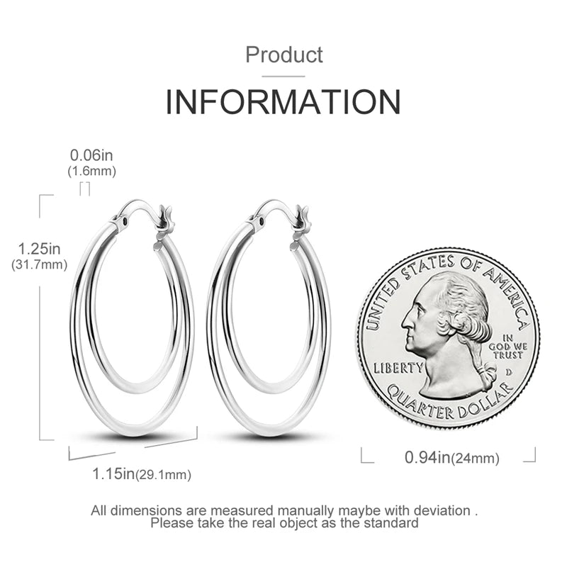 Boucles d'oreilles créoles en argent sterling 925 - Cadeau de mariage et de fiançailles