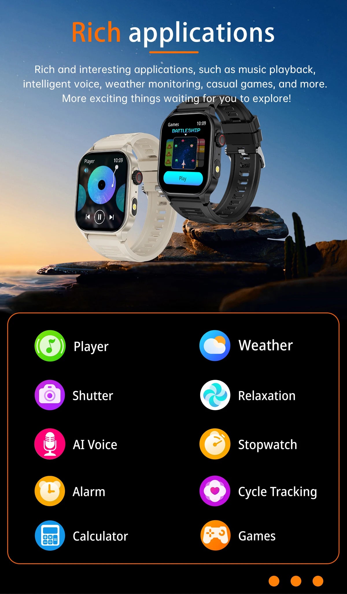 LIGE Smart Watch - 2.01" HD Display AI Voice Bluetooth Call Health Monitor