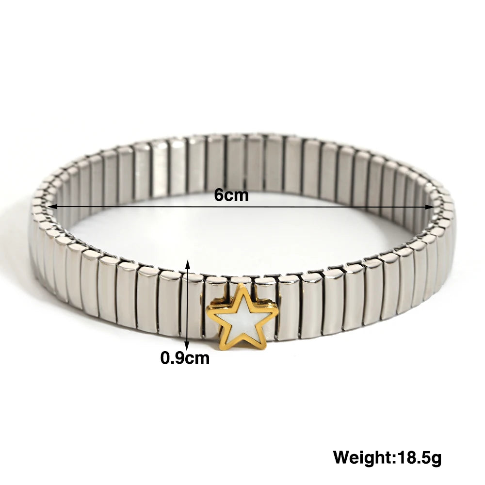 سوار مرن على شكل حلقة حب - سوار من الفولاذ المقاوم للصدأ بنمط نجمة