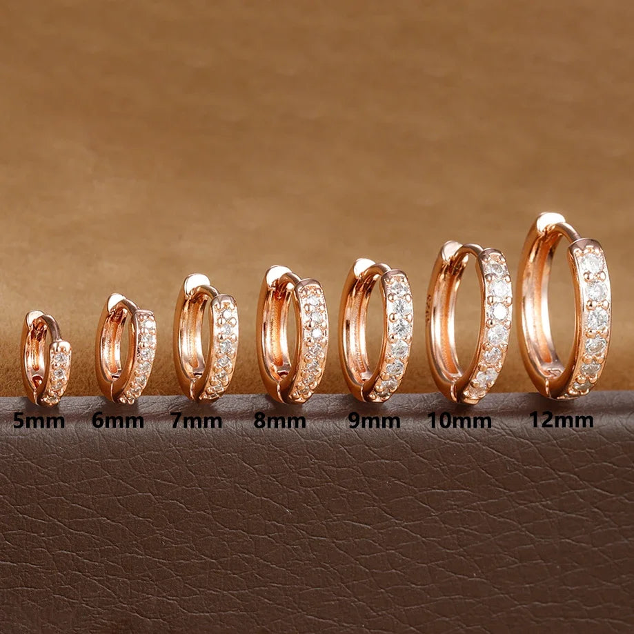 أقراط دائرية من الفولاذ المقاوم للصدأ - زركونيا كريستالية بسيطة