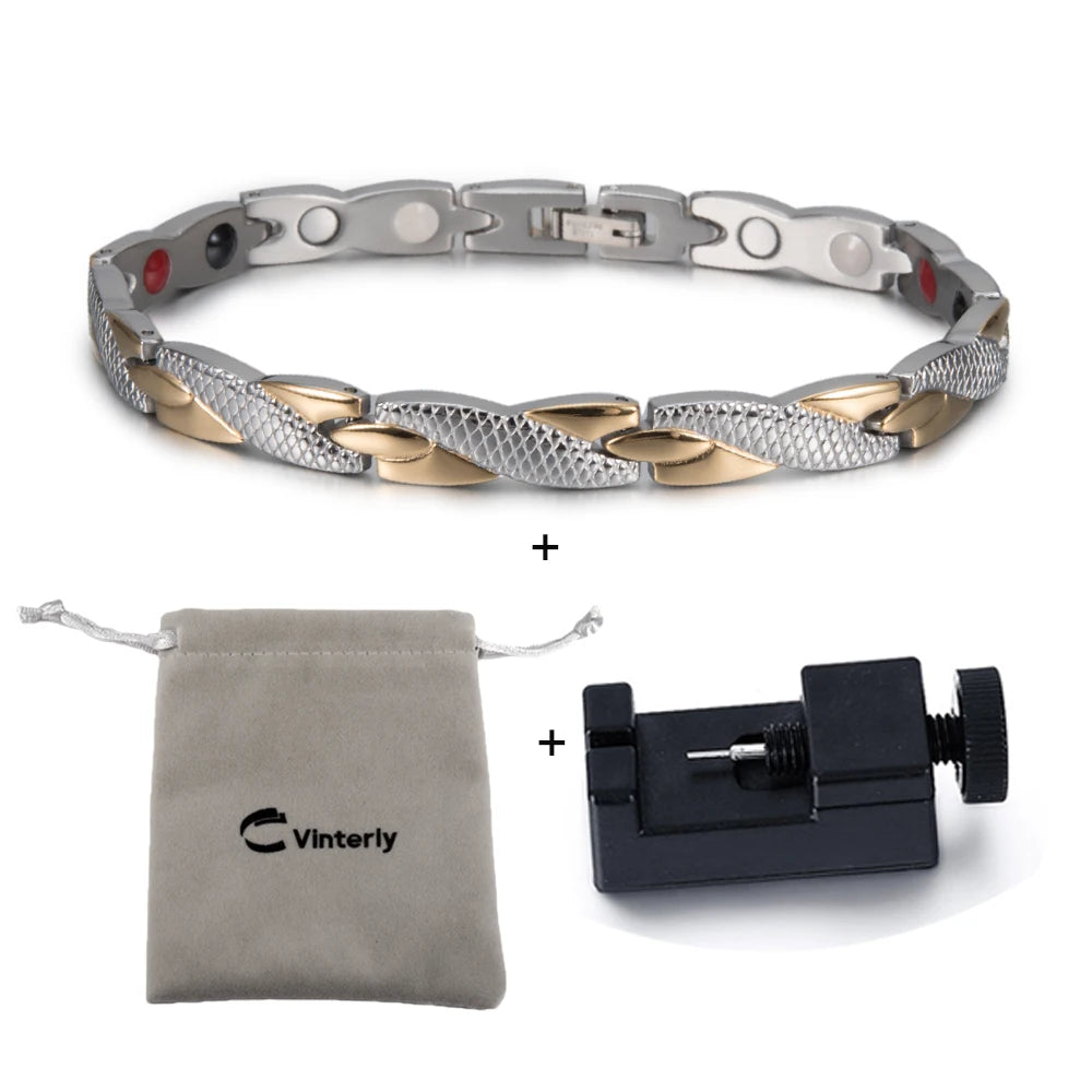Bracelet magnétique pour homme - Bracelet chaîne croix énergie santé Vinterly