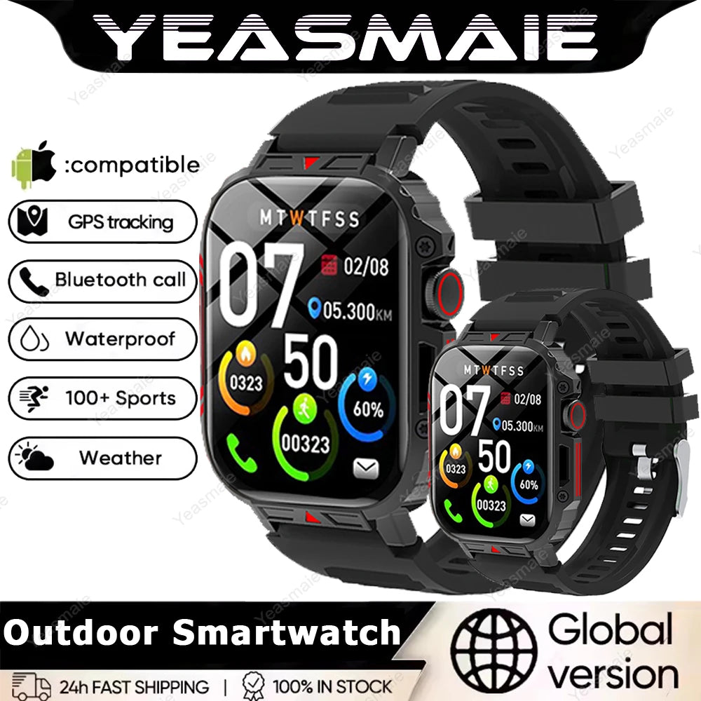 Military Smart Watch 2025 - Health Monitor Bluetooth Call IP68 Waterproof Fitness