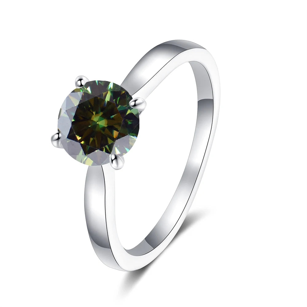 Colorful Moissanite Ring - 2ct 925 Silver with GRA Certificate