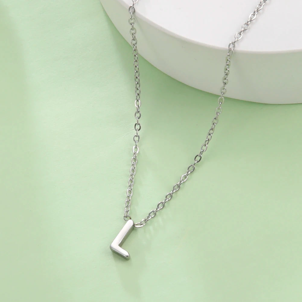 Collier ras du cou minimaliste en acier inoxydable avec initiale AZ - Lettre AZ