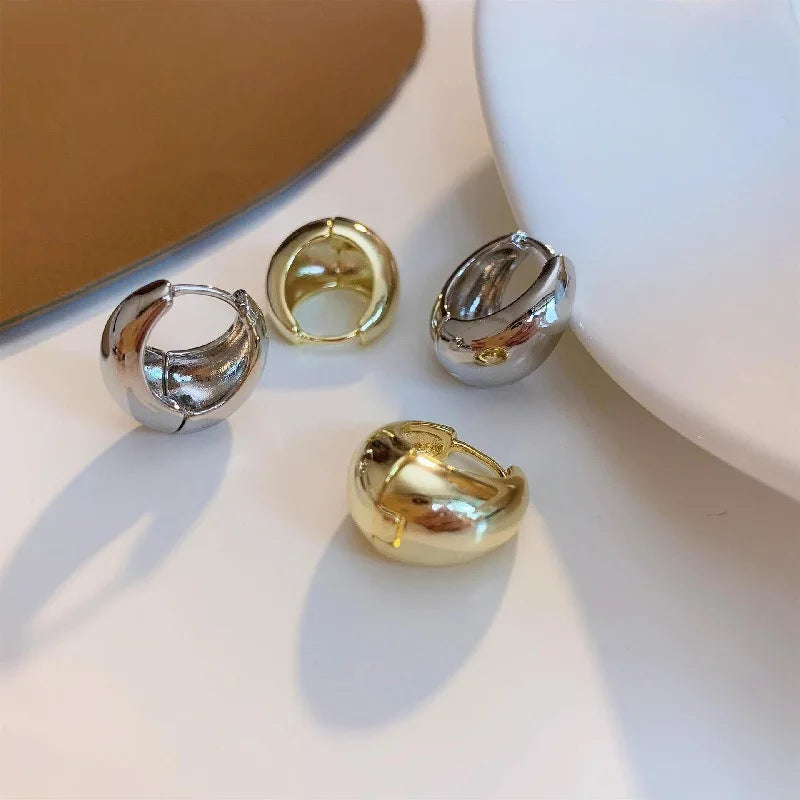 Boucles d'oreilles créoles ovales punk - Boucles d'oreilles minimalistes géométriques en forme de U