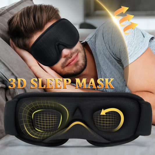 3D Sleep Mask - Contoured Eye Mask for Complete Light Blocking