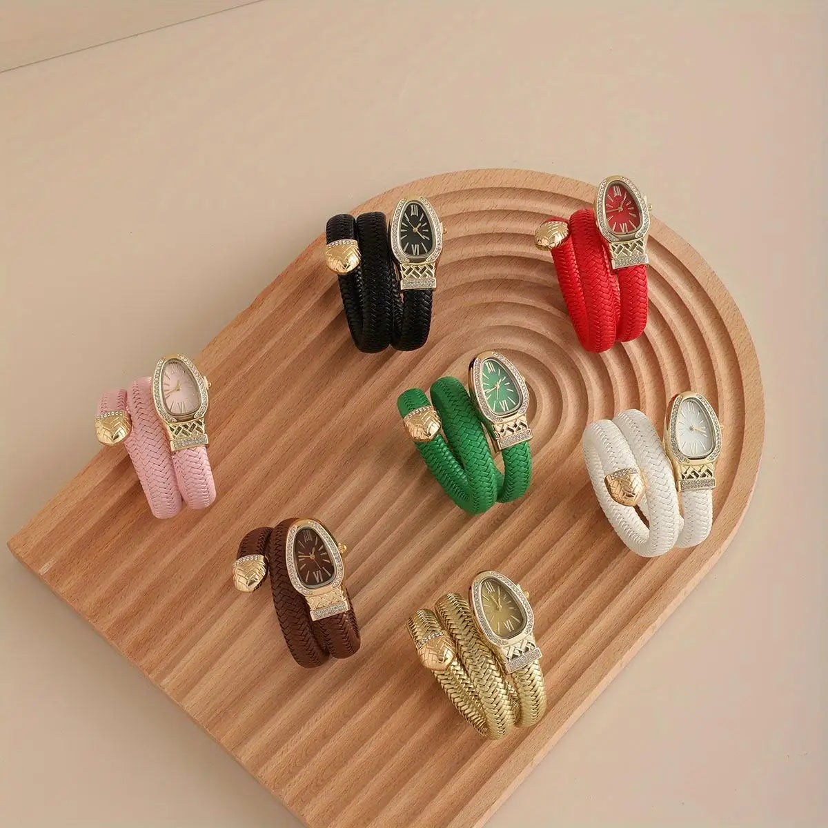 Montre serpent pour femme - Montre à quartz de luxe avec cadran romain orné de strass