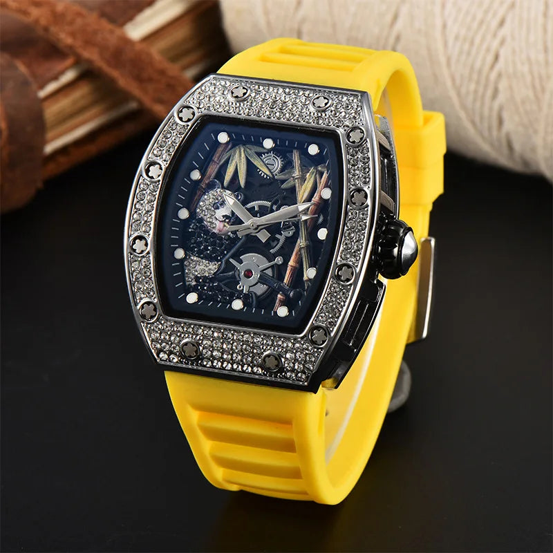 ساعة كوارتز ماسية - ساعة رياضية باندا بامبو مجوفة