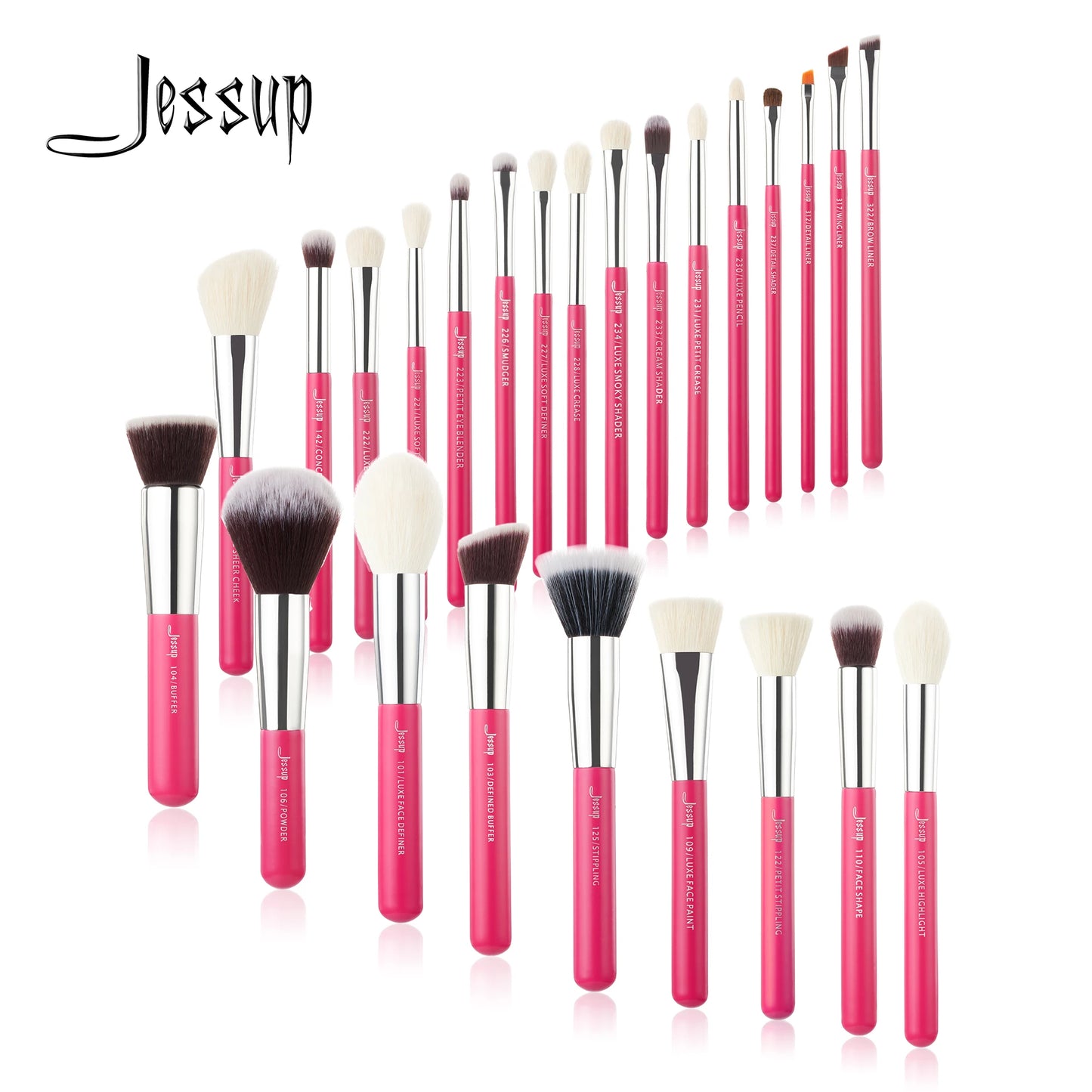 Ensemble de 25 pinceaux de maquillage Jessup - Pinceaux professionnels naturels et synthétiques