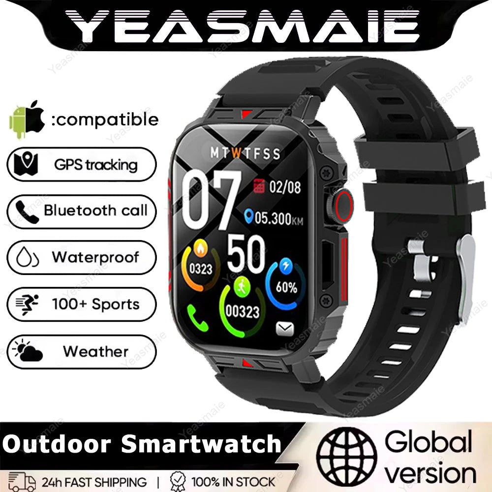 Military Smart Watch 2025 - Health Monitor Bluetooth Call IP68 Waterproof Fitness