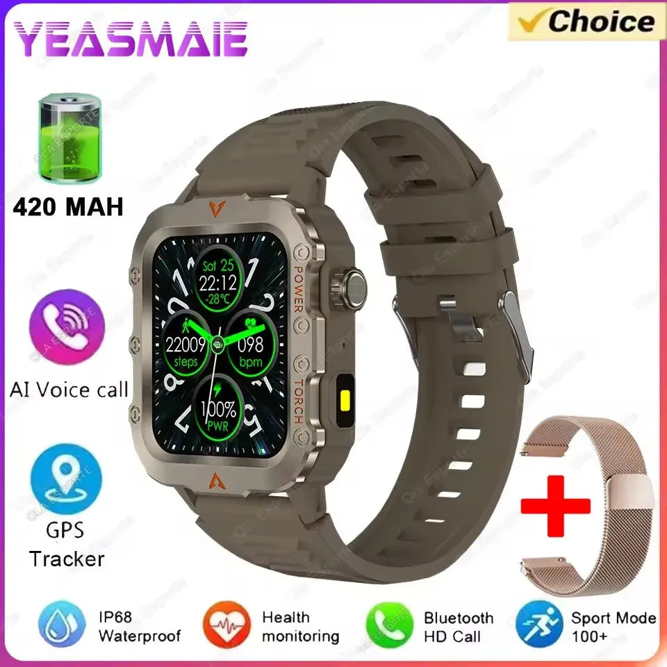 Outdoor Sports Smart Watch - 2.01" HD Screen LED Flashlight GPS Tracker