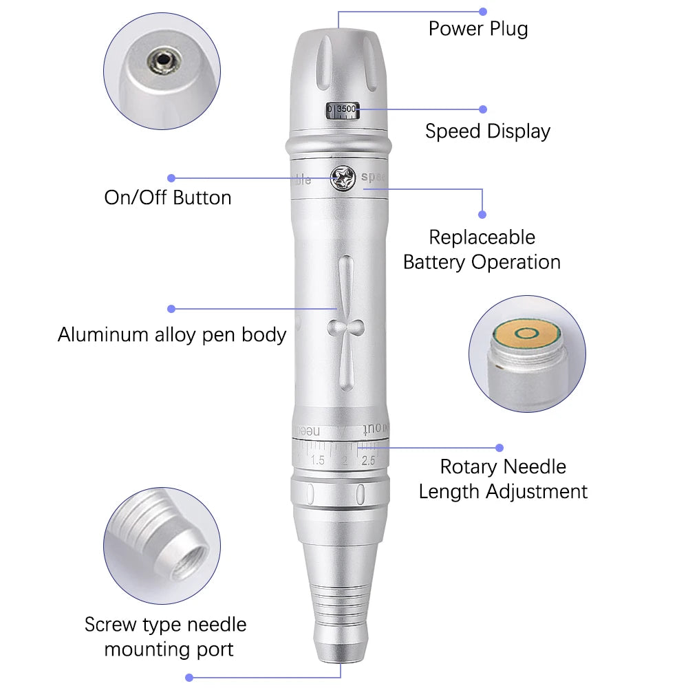 مجموعة جهاز PMU اللاسلكي - قلم وشم مكياج دائم احترافي