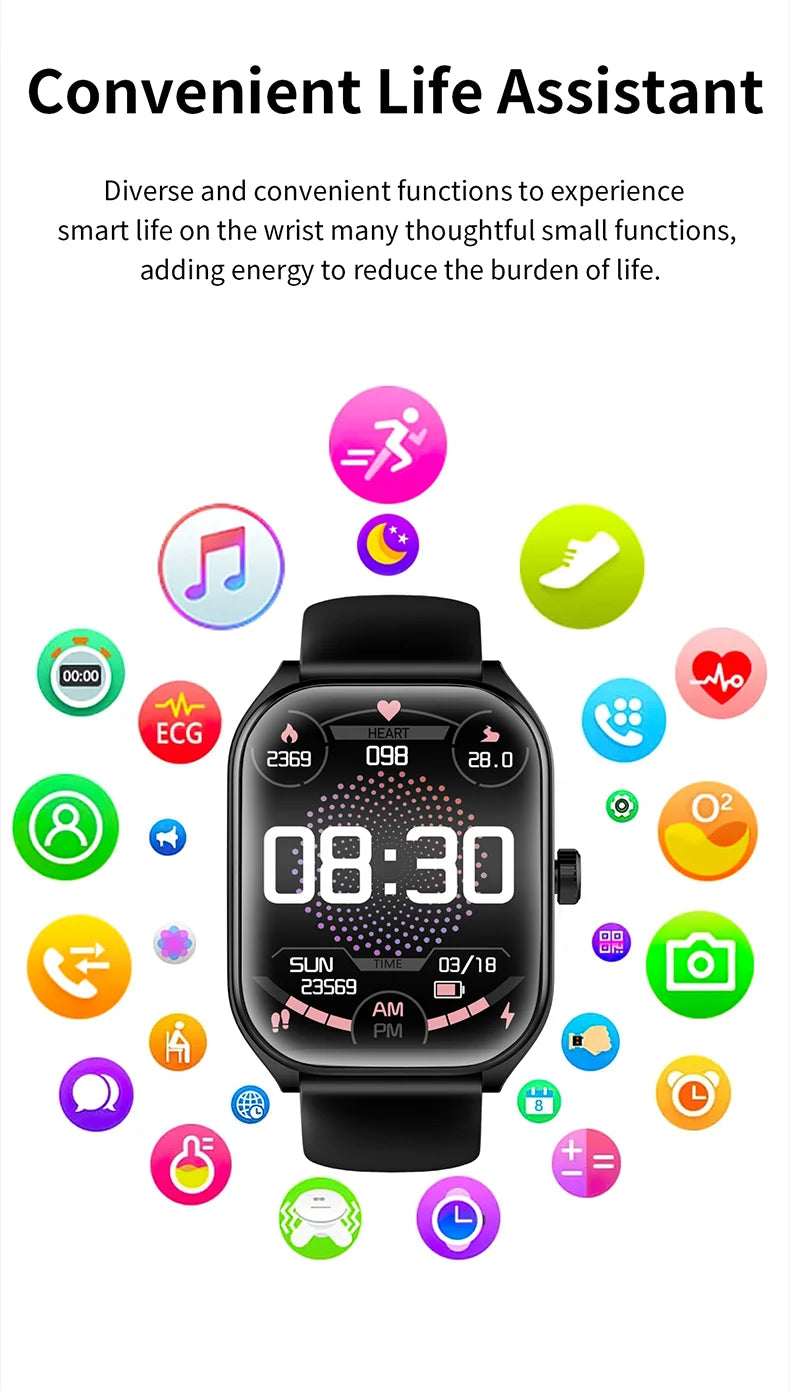 KHwatch Smart Watch - 2.01" Curved Screen Bluetooth Call IP68 Waterproof