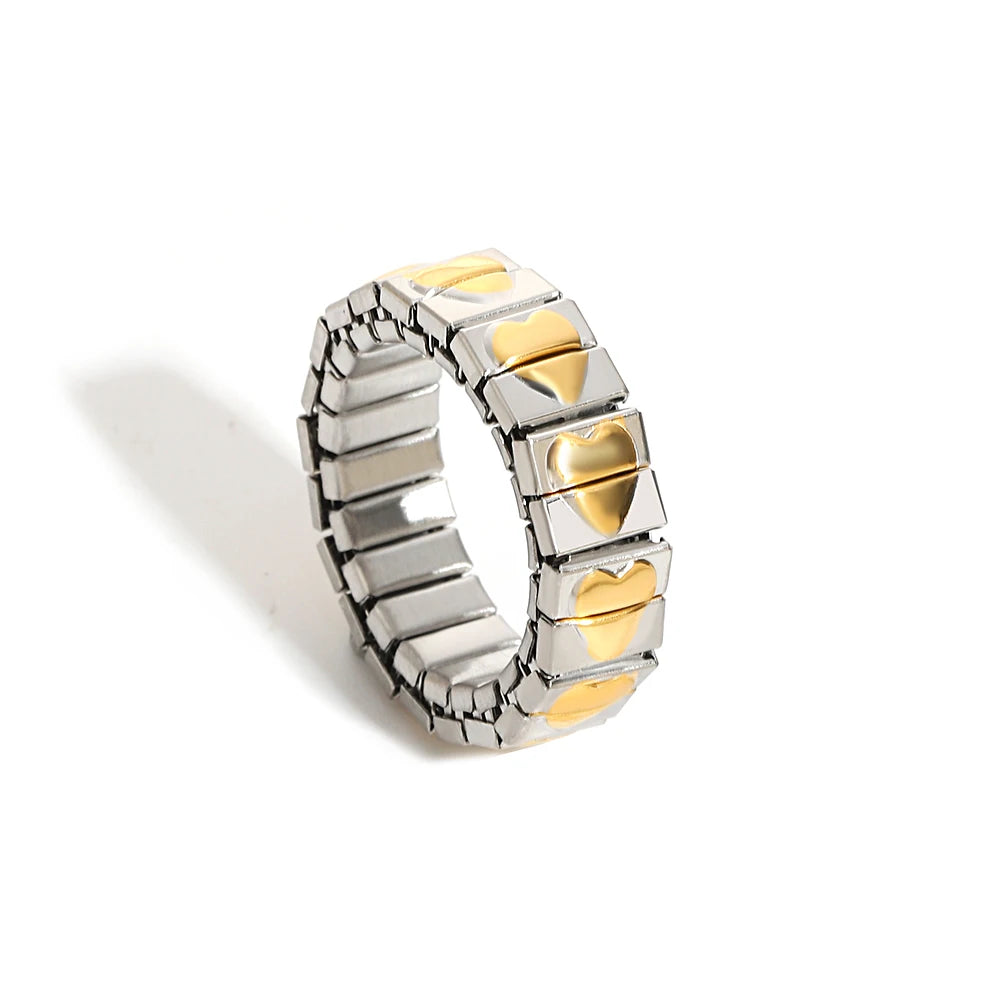 سوار مرن على شكل حلقة حب - سوار من الفولاذ المقاوم للصدأ بنمط نجمة