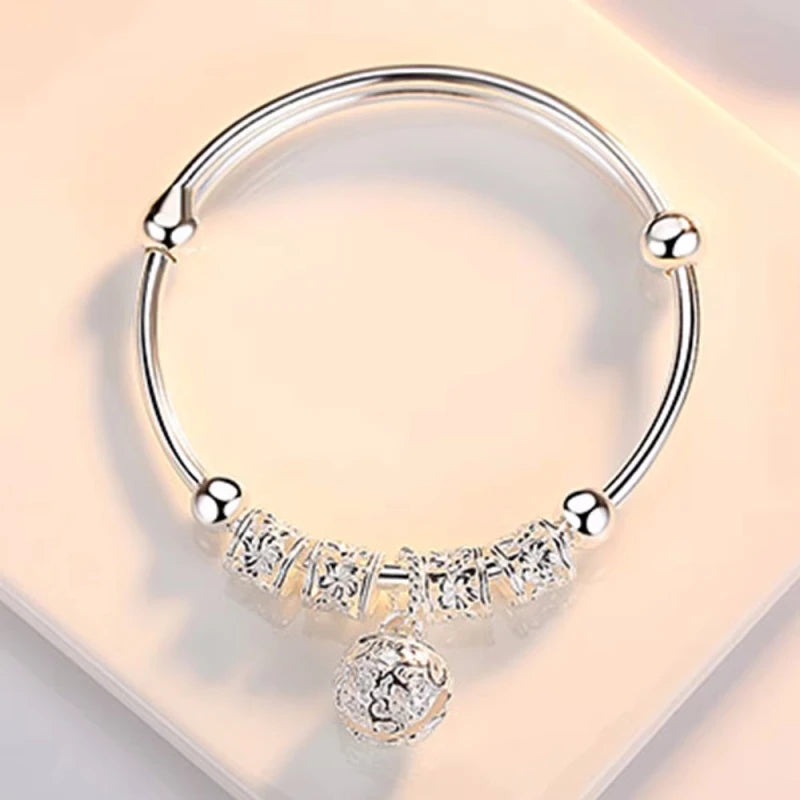 Bracelet cloche en argent sterling 925 - Bracelet à bille creuse
