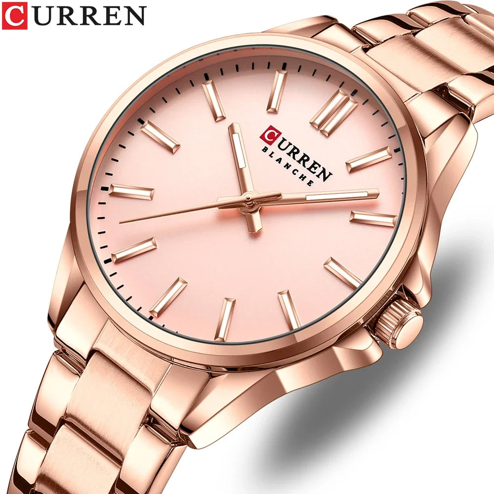 Montre femme CURREN - Montre à quartz à cadran rond en acier inoxydable