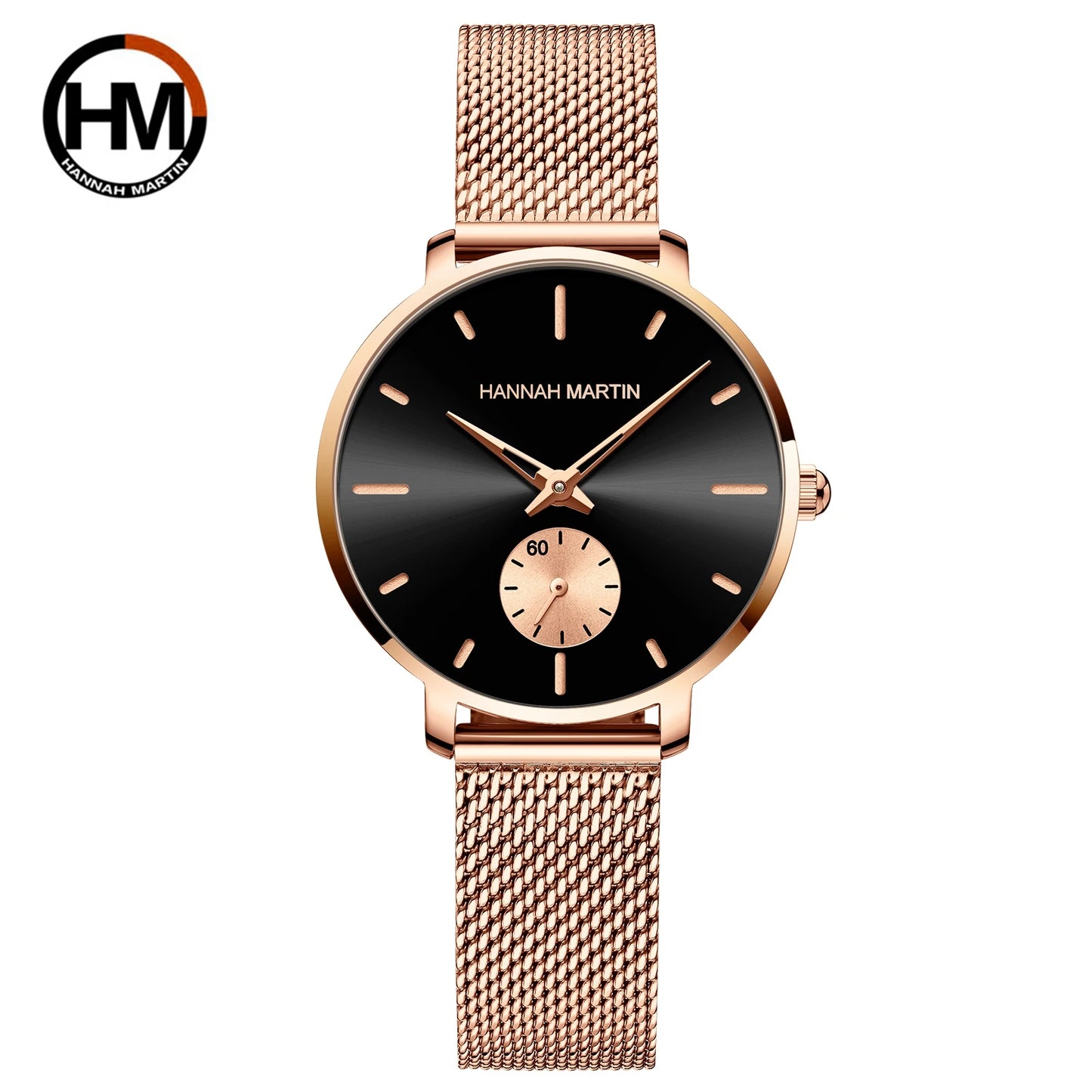 Montre femme Hannah Martin 2025 - Montre habillée en acier inoxydable et maille