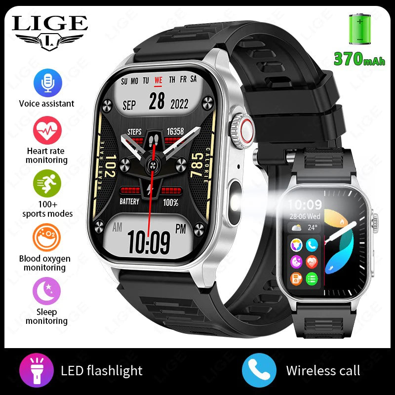 LIGE Smart Watch - 2.01" HD Display AI Voice Bluetooth Call Health Monitor