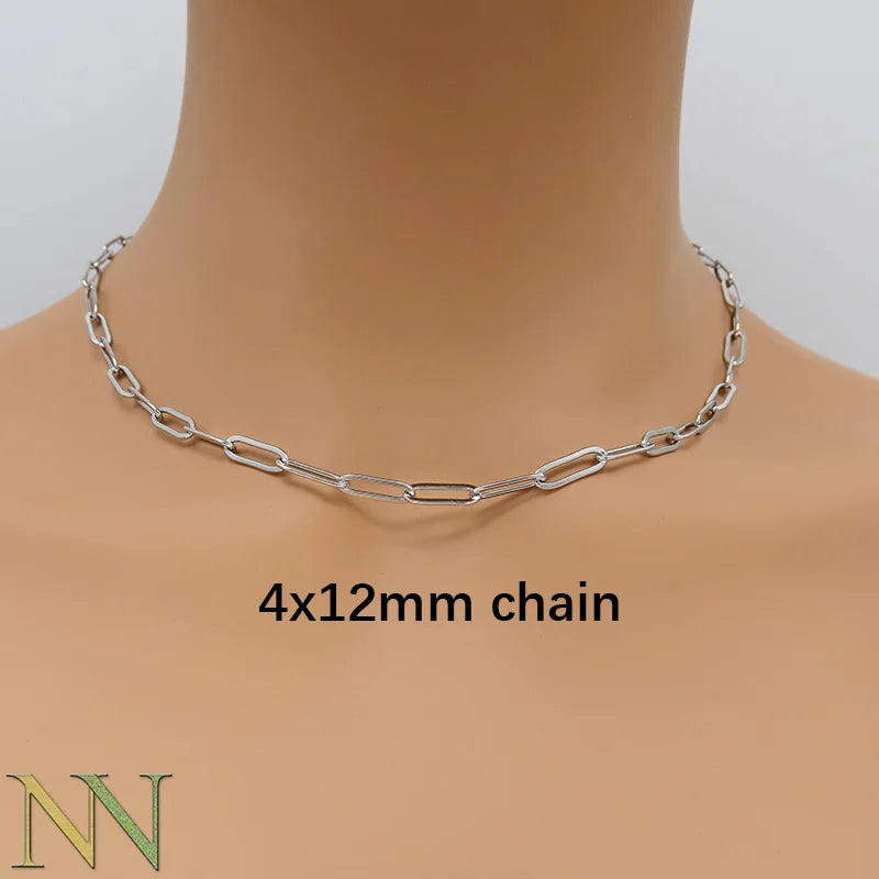 قلادة سلسلة مشبك ورق - مجموعة من 10 قطع من الفولاذ المقاوم للصدأ مطلي بالذهب