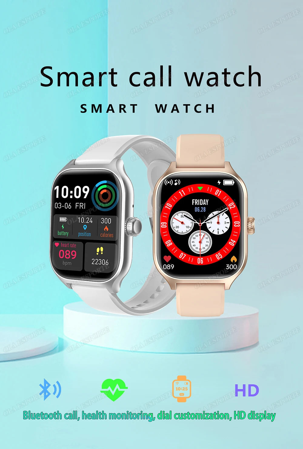 Smart Watch 2025 - Bluetooth Call Message Reminder 24H Health Monitoring