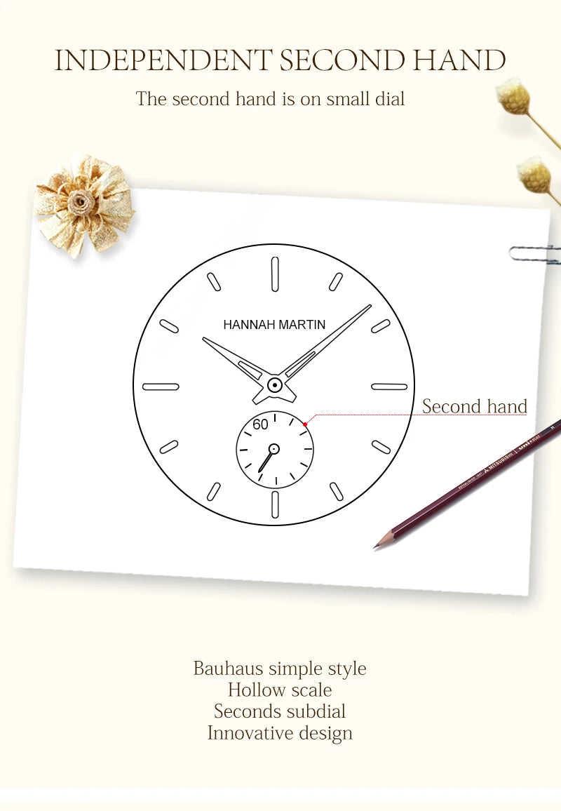 Montre femme Hannah Martin 2025 - Montre habillée en acier inoxydable et maille